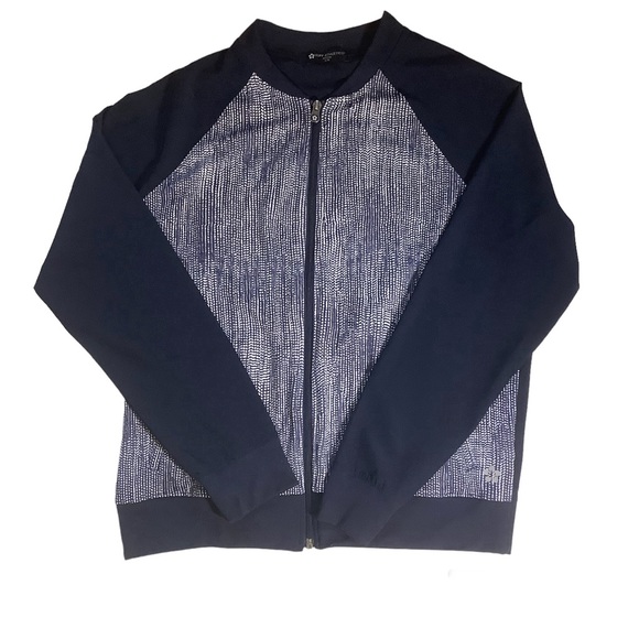 TUFF ATHLETICS WOMENS BLUE & WHITE PATTERNED ZIP UP JACKET/ Size Large - Picture 1 of 9